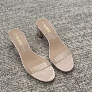 Dream Pairs Clear and Nude Mules